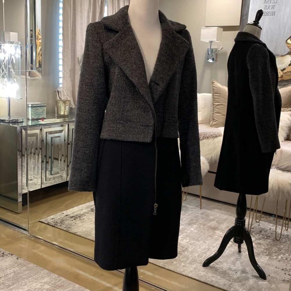 Trina Turk gray and black winter coat, excellent like new condition